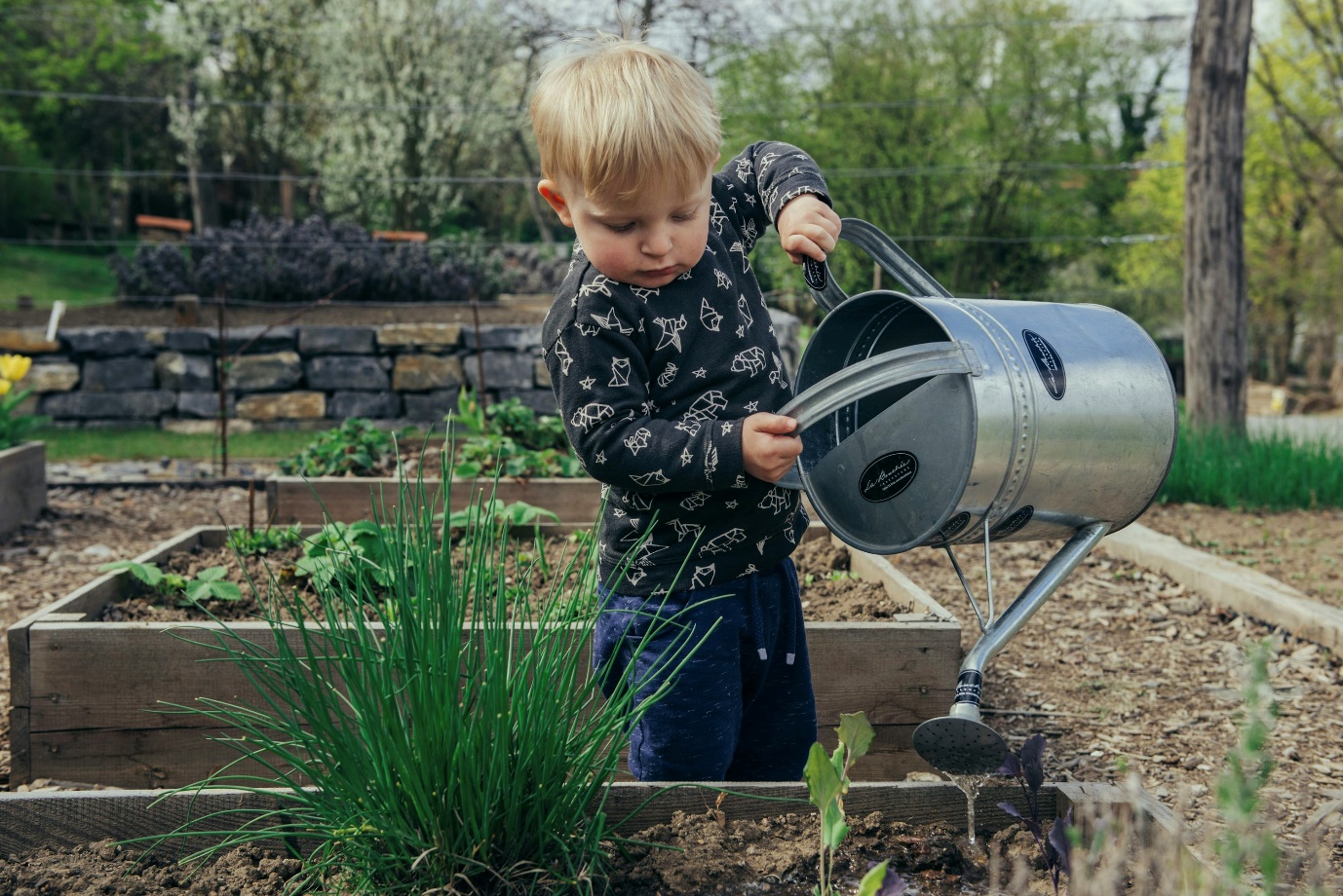child gardening outdoors