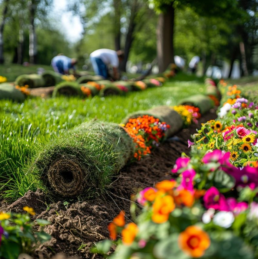 colorful sod installation Largo