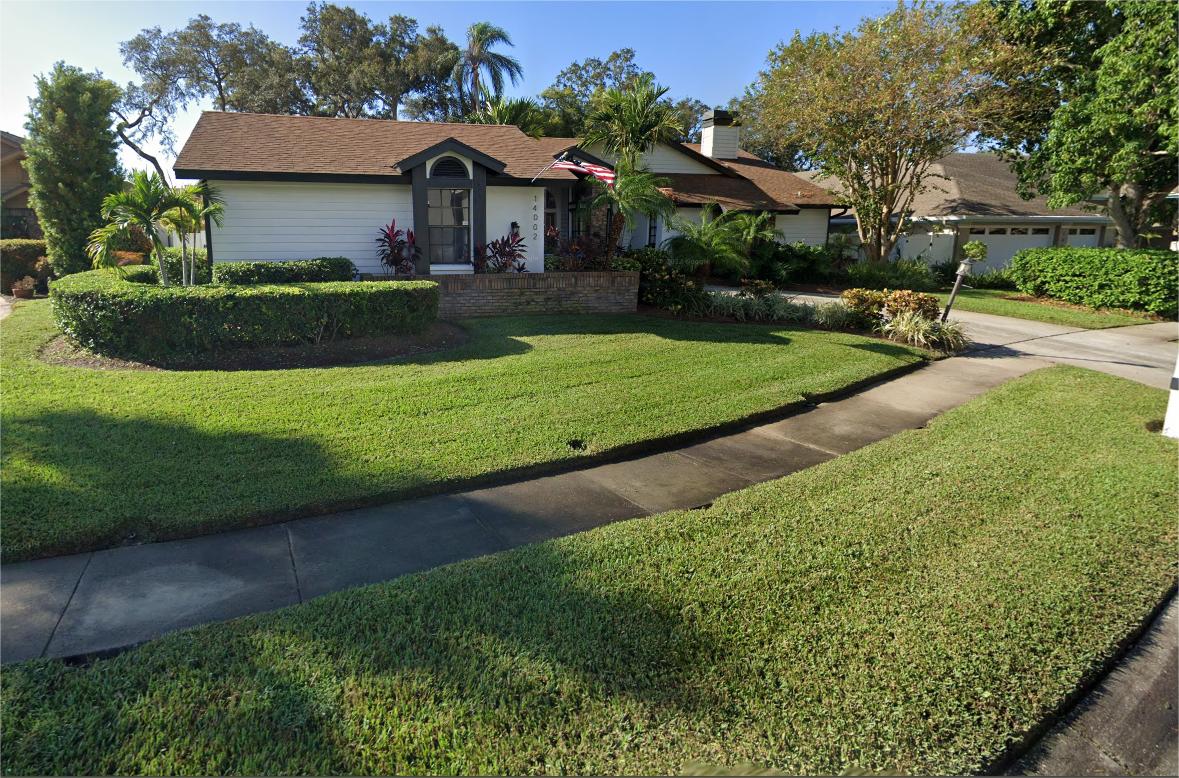 manicured lawn front yard